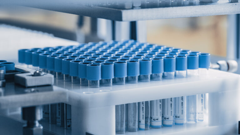 Close-up Shot of the Industrial Manufacturing Medical Test Tubes